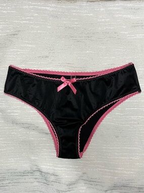 NWT Rare HTF Victorias Secret Sexy Little Things Black Pink Panties Size Large